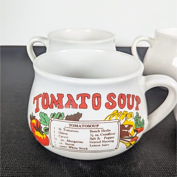 Vintage Recipe Soup Mug set of 4 (Tomato, Mushroom, Onion and Chicken Soup) - Picture 4 of 7